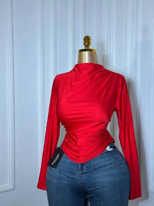 RED FLUTTERING TOP