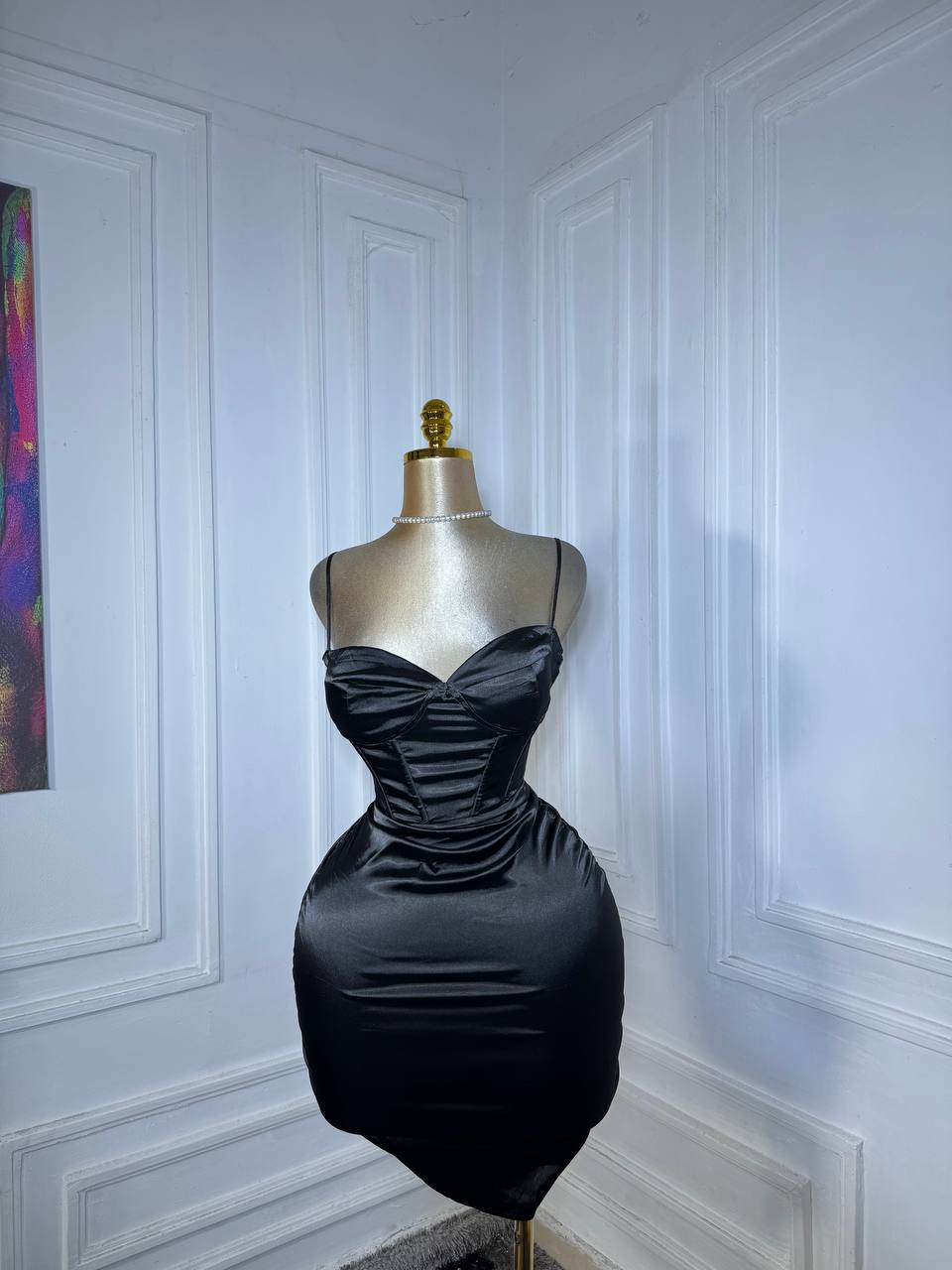 SATIN BLUSH CORSET DRESS