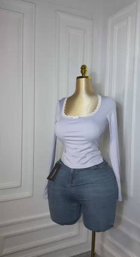 LACE RIBBED TOP