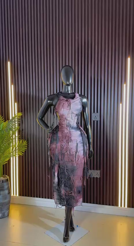 FRINGE DYE DRESS UK 10